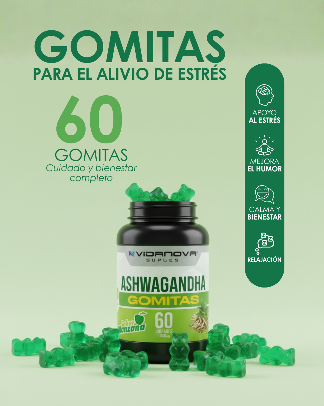 Ashwagandha Gomitas 1000mg (60 gomitas)